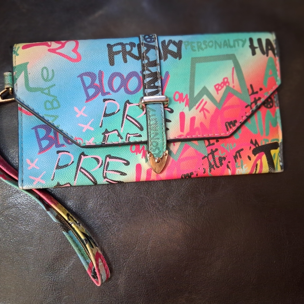 Multicolor Graffiti Clutch